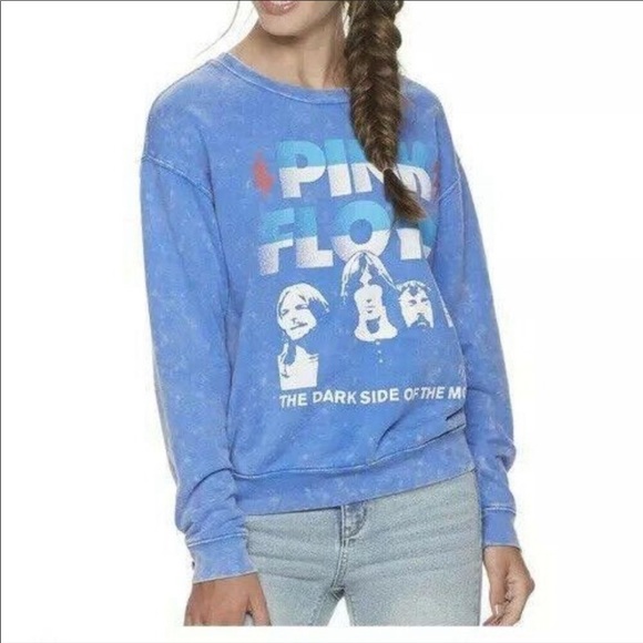 Pink Floyd Blue Stone wash Tie Dye Sweatshirt Dark Side of the Moon size XS - Picture 1 of 12